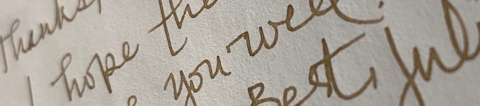 Alt Text: cropped section of a handwritten pen and ink thank you note